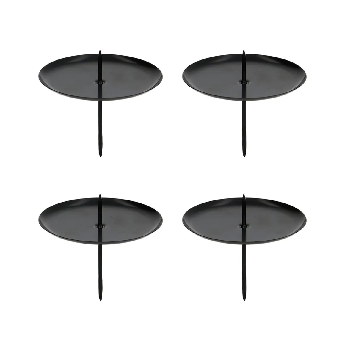 4 Black Spike Pillar Candle Holders 7,5 Cm