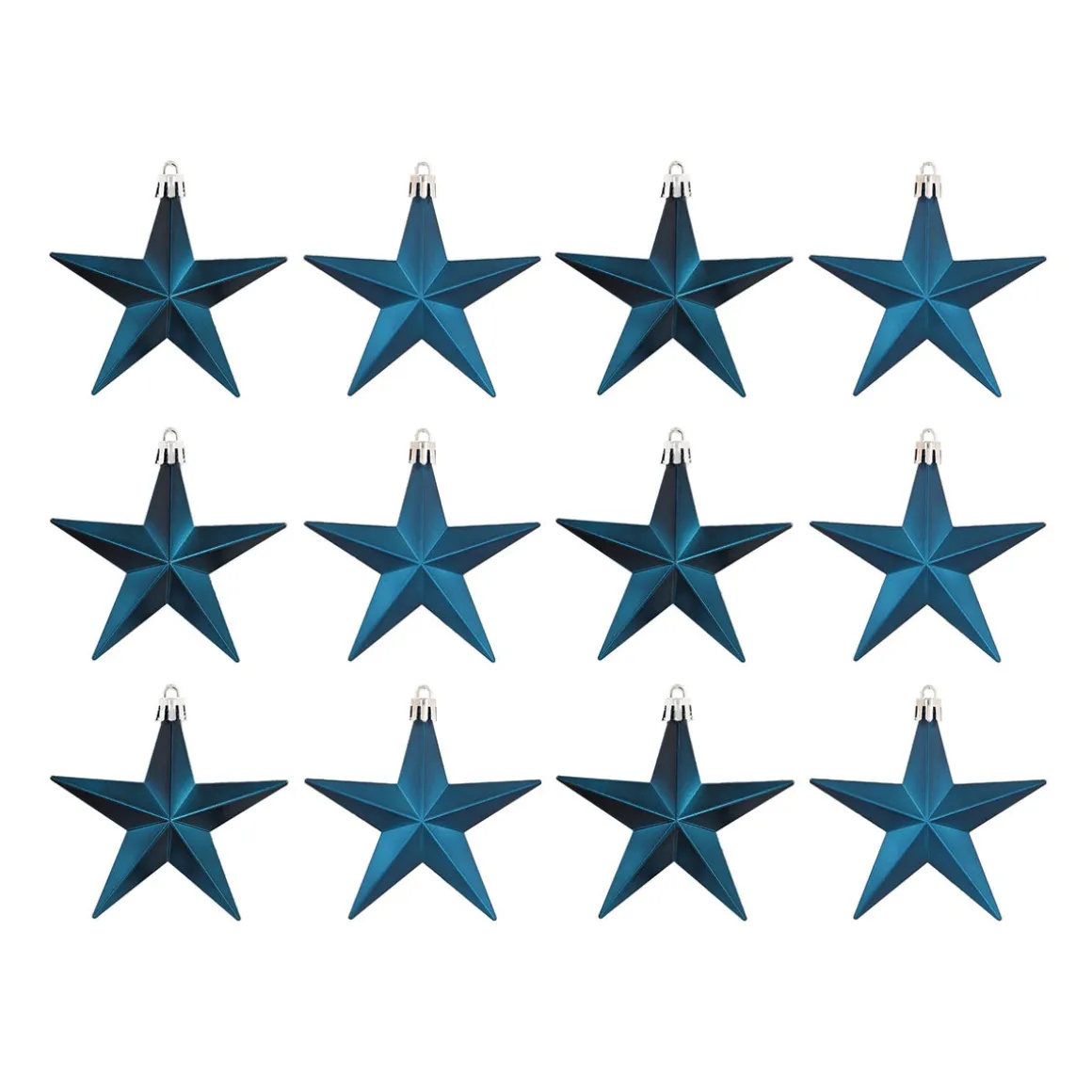 12 Blue Christmas Stars In Convenient Box