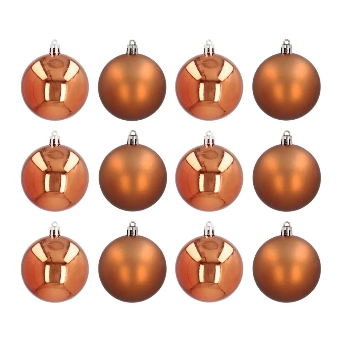 12 Bronze Shatterpoof Baubles 7cm