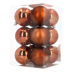 12 Bronze Shatterpoof Baubles 7cm