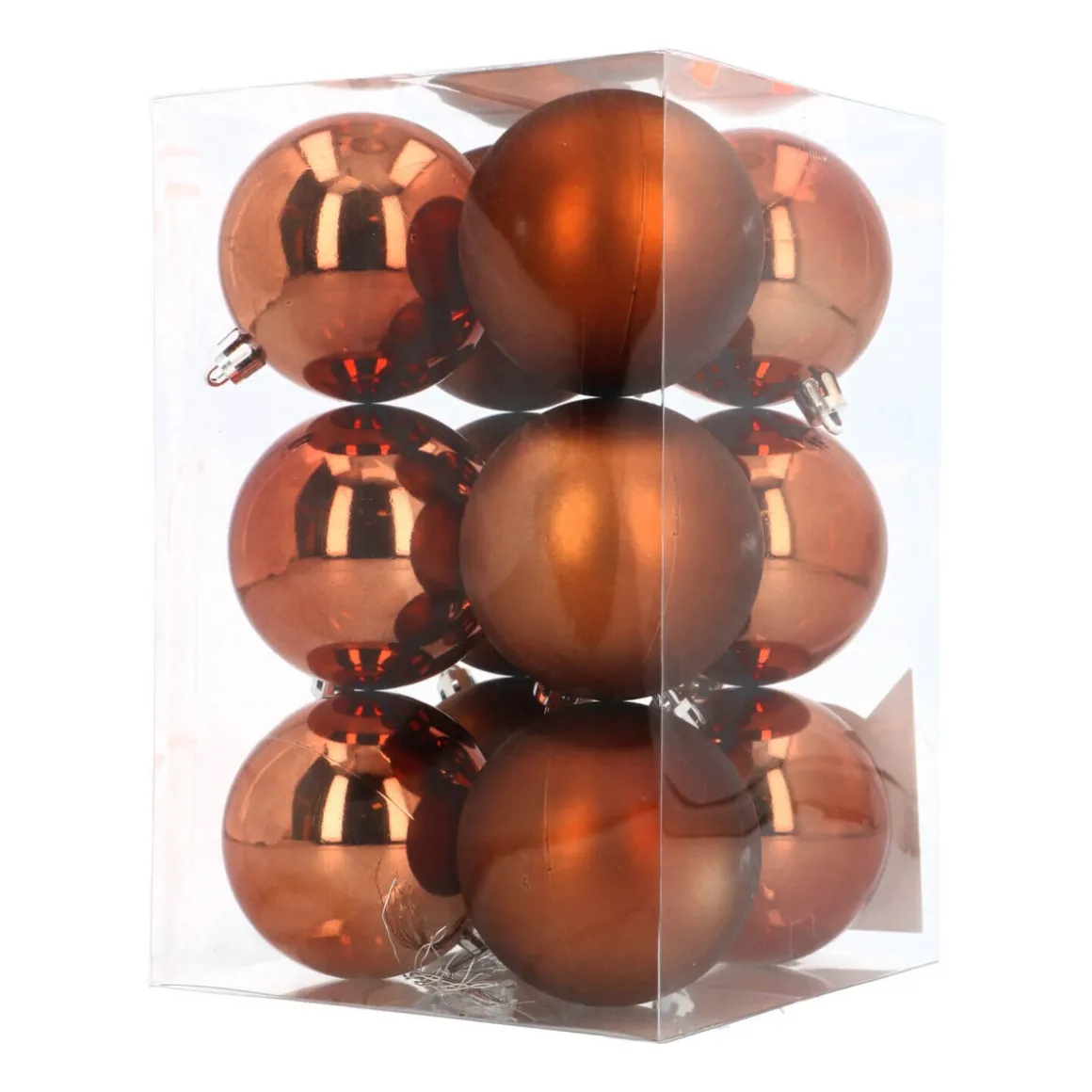 12 Bronze Shatterpoof Baubles 7cm