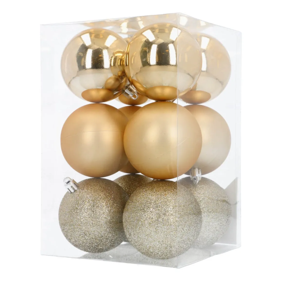 12 Gold Shatterpoof Baubles 7cm