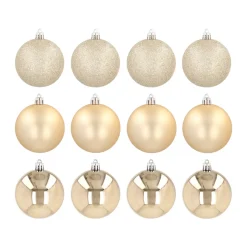 12 Gold Shatterpoof Baubles 7cm