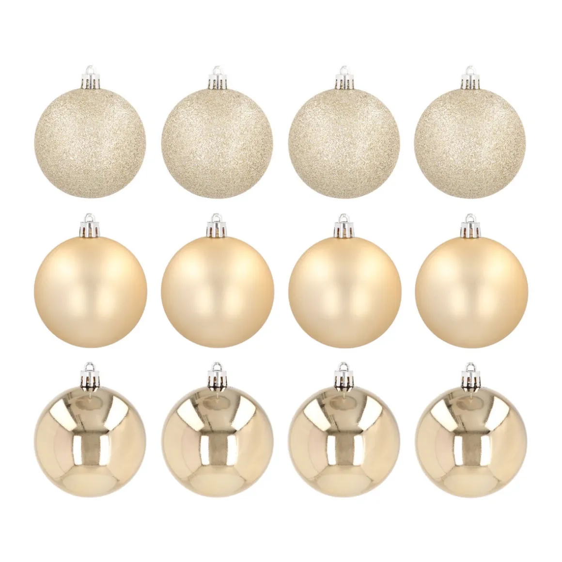 12 Gold Shatterpoof Baubles 7cm
