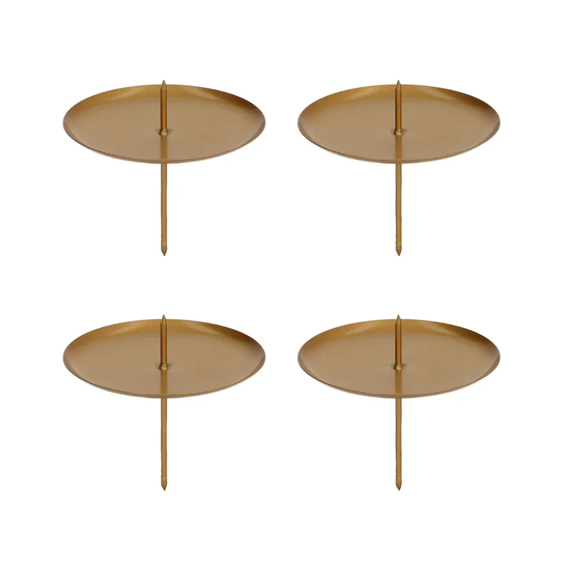4 Gold Spike Pillar Candle Holders 8 Cm