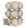 12 Light Gold Glitter Christmas Baubles In Convenient Box