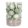 36 Mini Shatterproof Baubles 2,5-5cm Eucalyptus