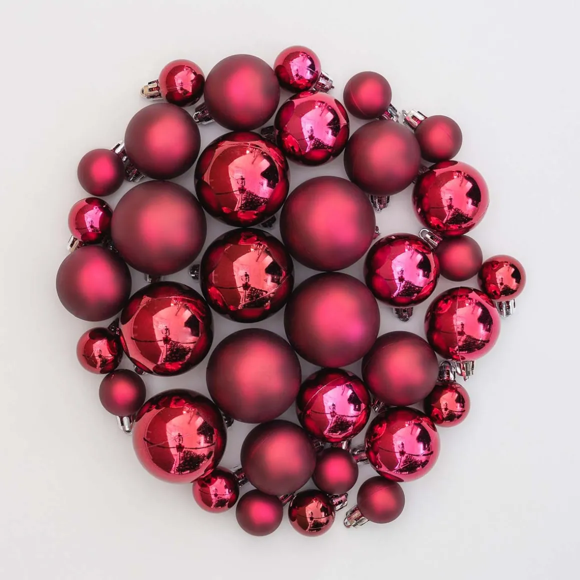 36 Pack Maroon Mini Shatterproof Baubles