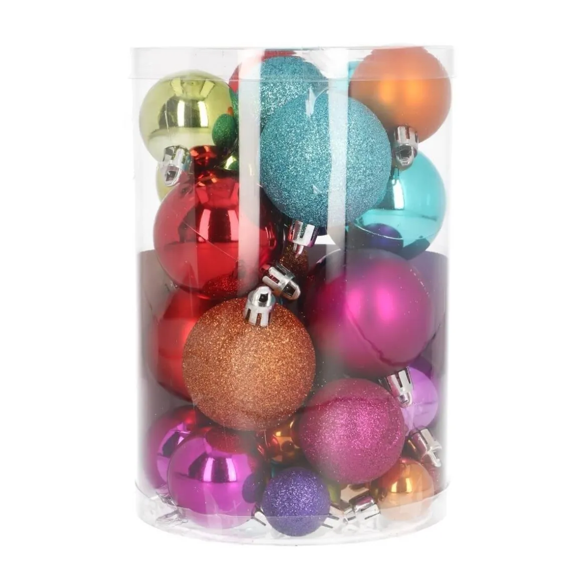 36 Pack Multicolour Mini Shatterproof Baubles