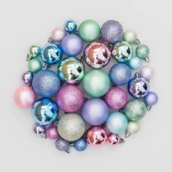 36 Pack Pastel Mix Mini Shatterproof Baubles