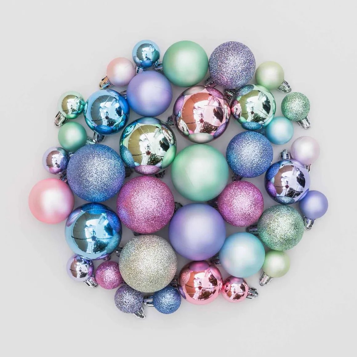 36 Pack Pastel Mix Mini Shatterproof Baubles