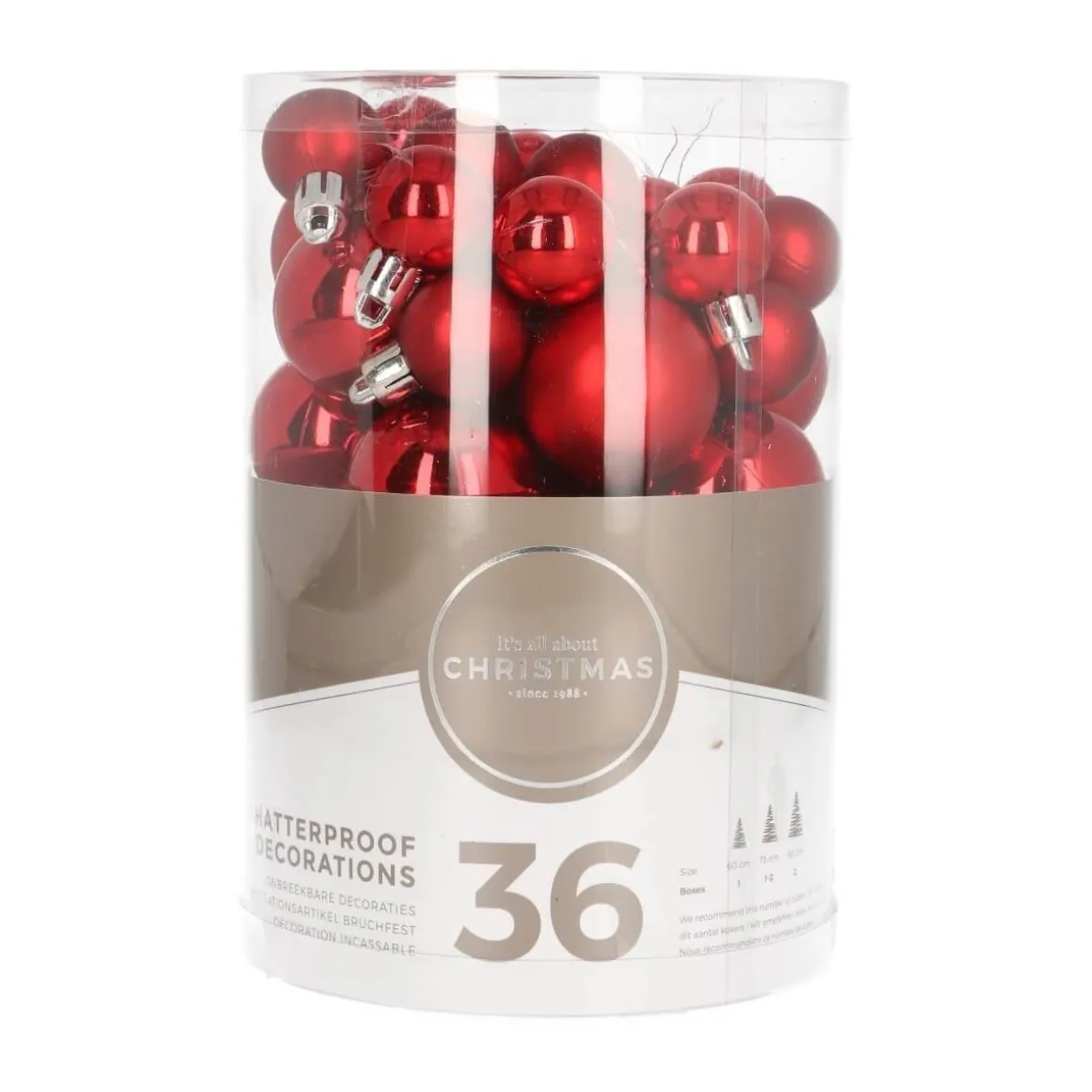 36 Pack Red Mini Shatterproof Baubles