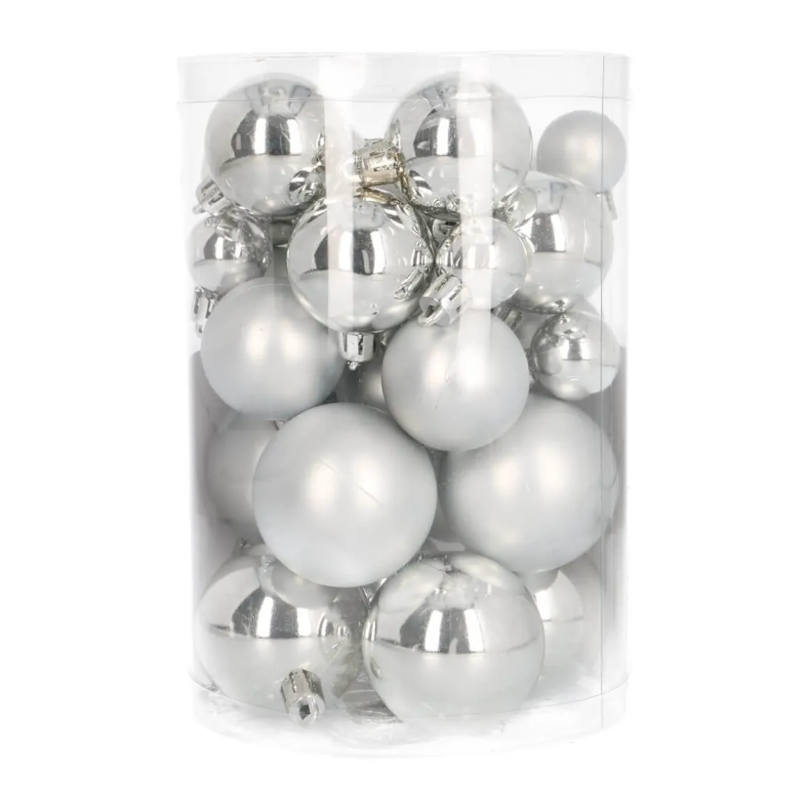 36 Pack Silver Mini Shatterproof Baubles