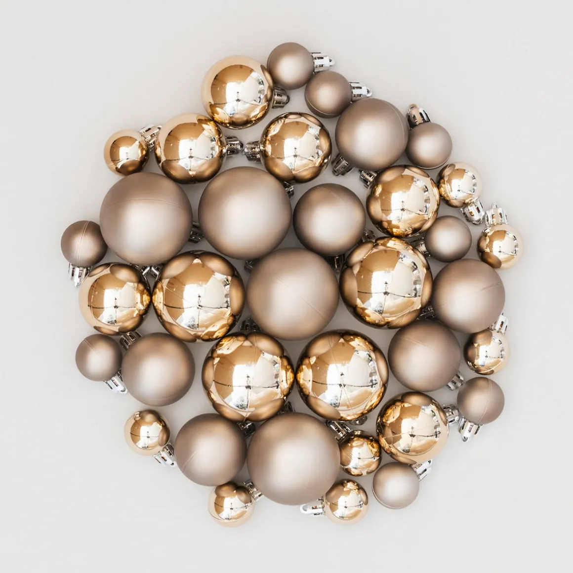 36 Pack Taupe Mini Shatterproof Baubles