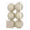 6 Shatterproof Christmas Baubles Glitter 7cm Champagne