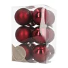 12 Shatterproof Christmas Baubles Burgundy 7 Cm