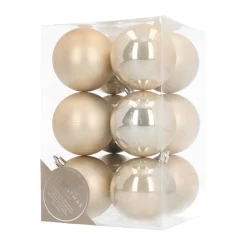 12 Shatterproof Christmas Baubles Champagne 7 Cm