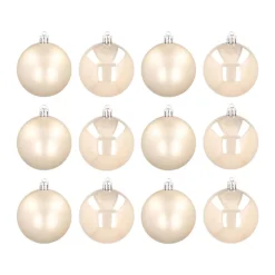 12 Shatterproof Christmas Baubles Champagne 7 Cm