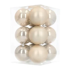 12 Shatterproof Christmas Baubles Champagne 7 Cm
