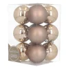 12 Shatterproof Christmas Baubles Taupe 7 Cm