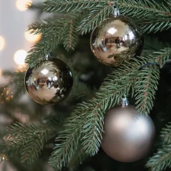 12 Shatterproof Christmas Baubles Taupe 7 Cm