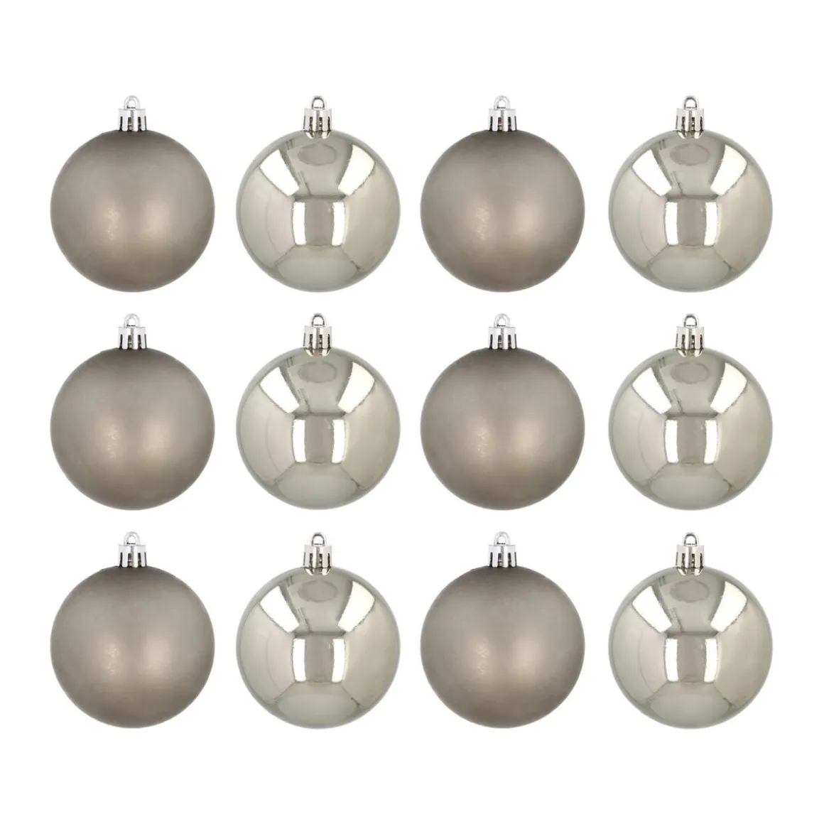 12 Shatterproof Christmas Baubles Cottage Green 7 Cm