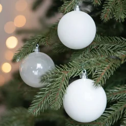 12 Shatterproof Christmas Baubles White Mix 7 Cm