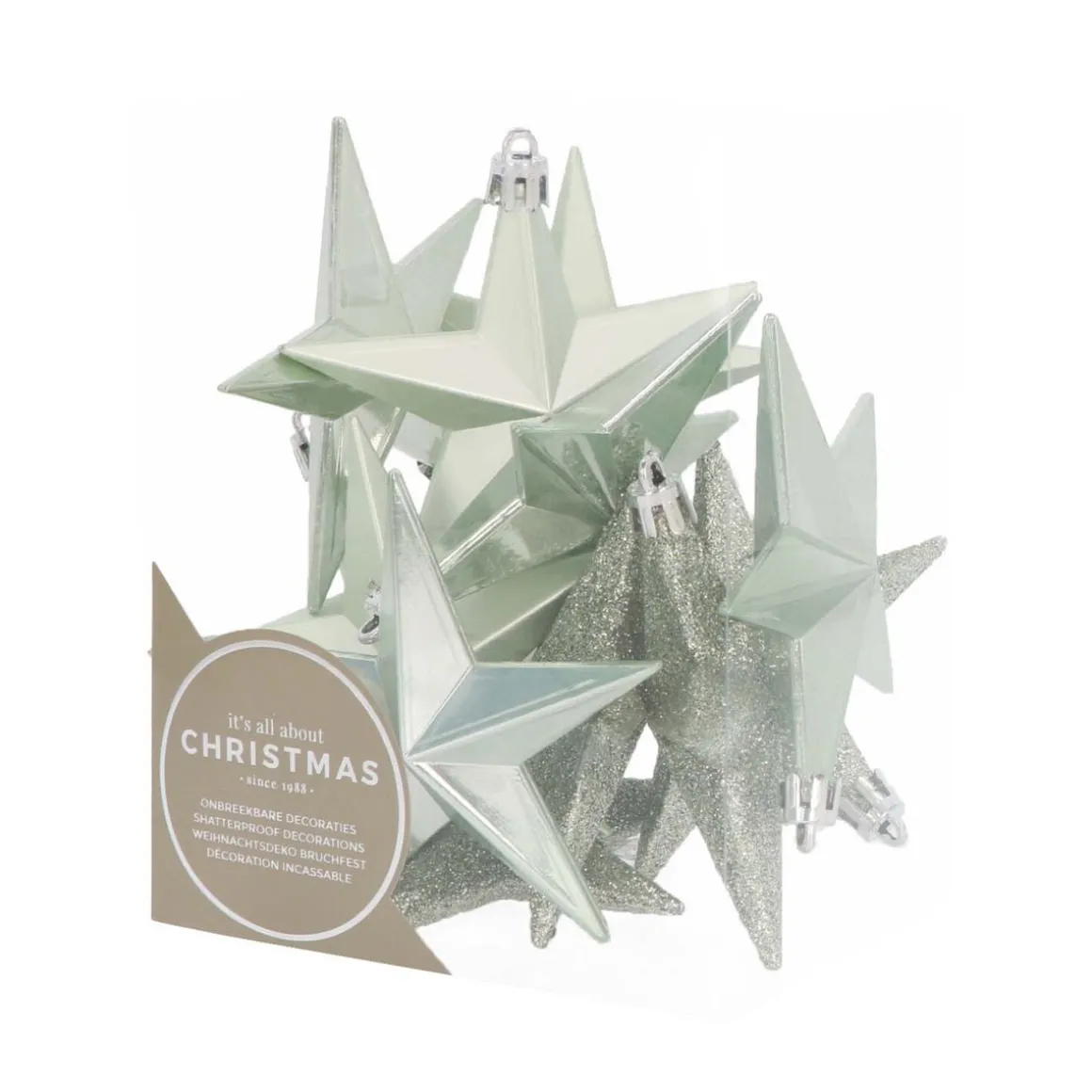 12 Shatterproof Christmas Baubles 10cm Eucalyptus