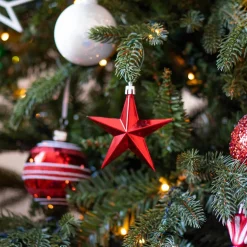 12 Shatterproof Christmas Stars Red 10 Cm