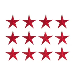 12 Shatterproof Christmas Stars Red 10 Cm