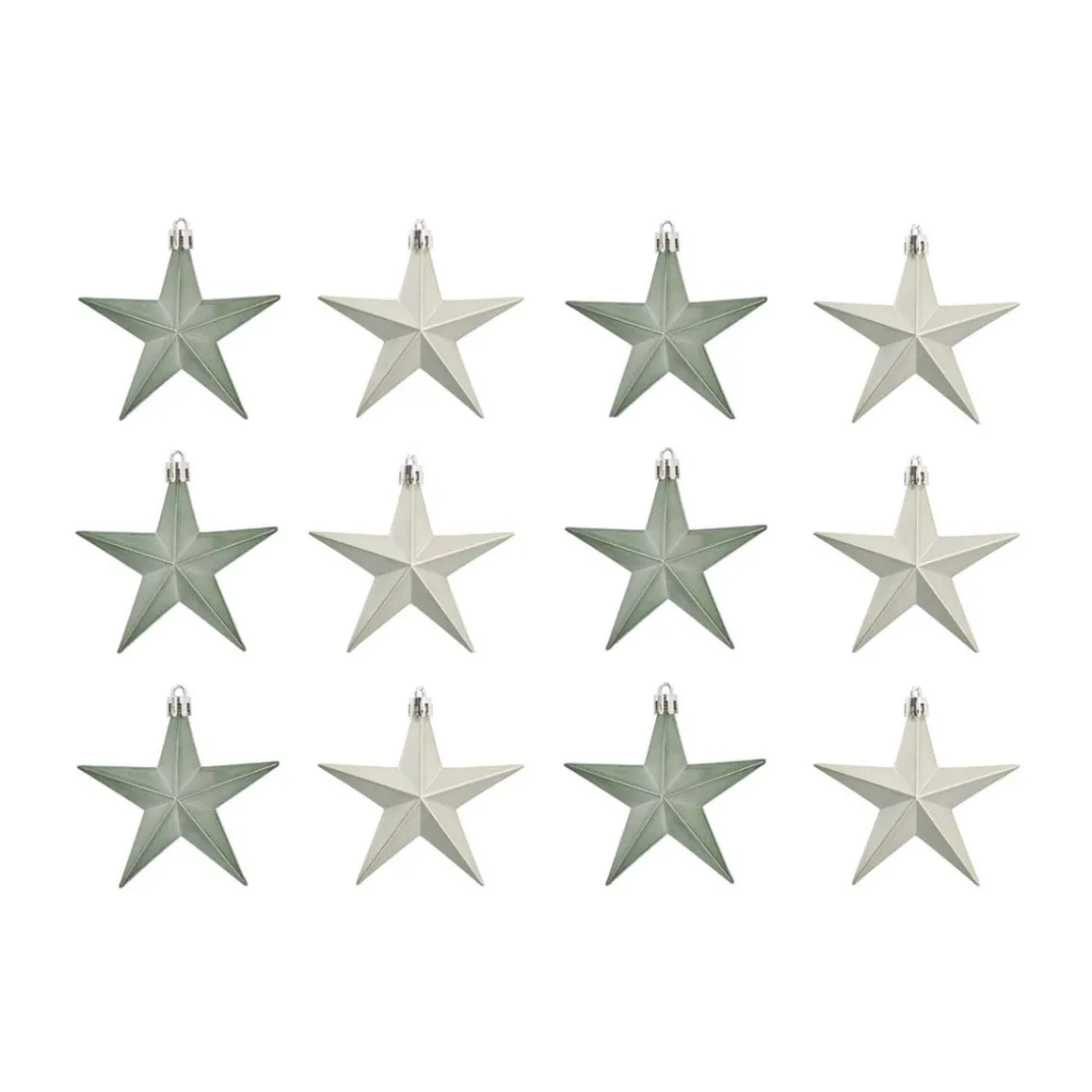 12 Shatterproof Christmas Stars Cottage Green 10 Cm