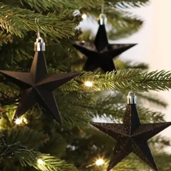 12 Shatterproof Christmas Stars Black 10 Cm
