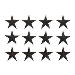 12 Shatterproof Christmas Stars Black 10 Cm