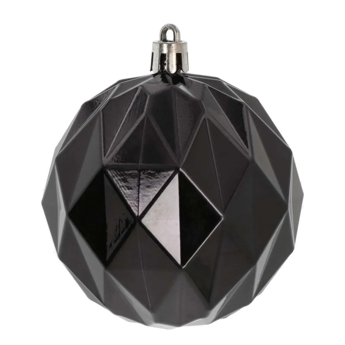 4 Shatterproof Geometric Christmas Baubles Black 8 Cm