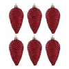 6 Shatterproof Pine Cones 9cm Dark Red