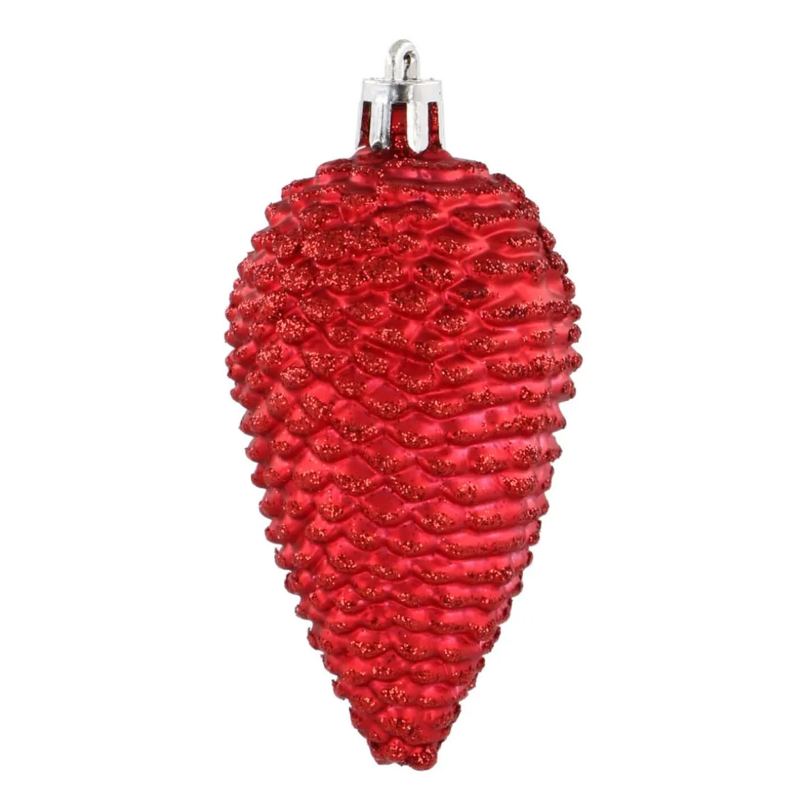 6 Shatterproof Pine Cones 9cm Red
