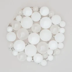 36 Small Shatterproof Christmas Baubles White Mix In Box