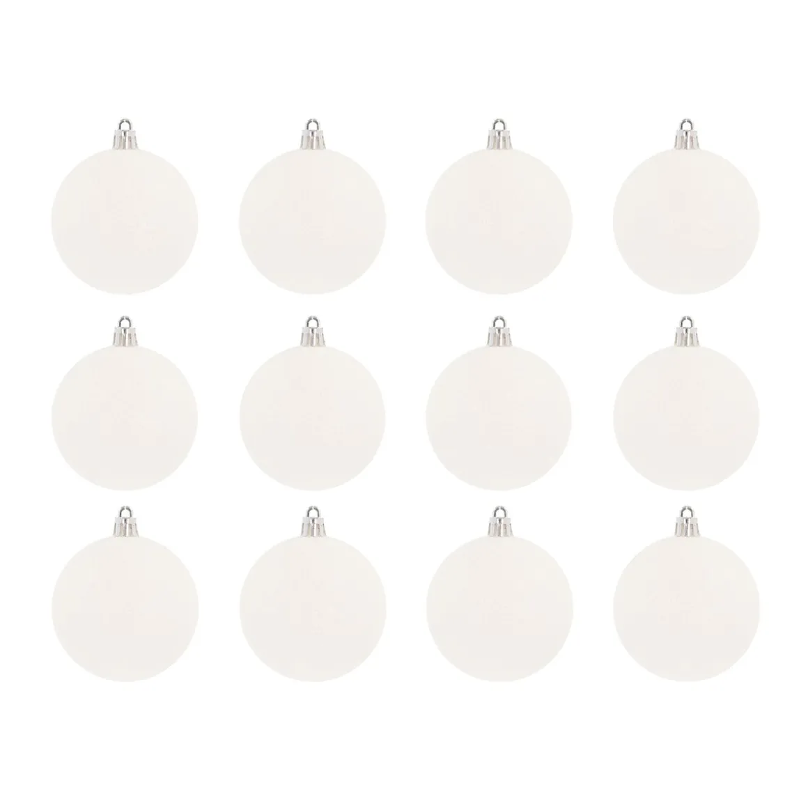 12 White Glitter Christmas Baubles In A Convenient Box