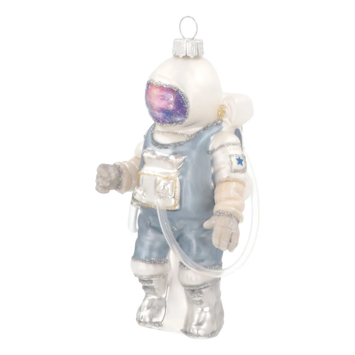 Astronaut Christmas Ornament | Glass | Silver | 14cm
