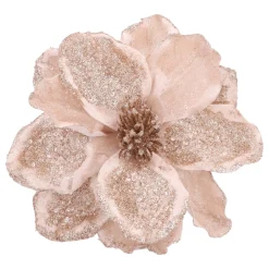 Beige Magnolia Decorative Flower With Glitters