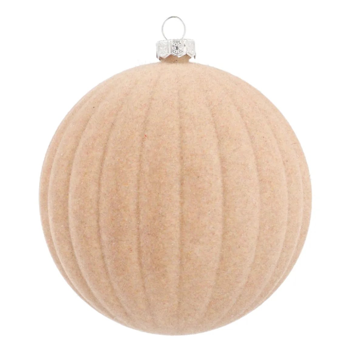 Beige Velvet Christmas Bauble With Relief