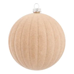 Beige Velvet Christmas Bauble With Relief