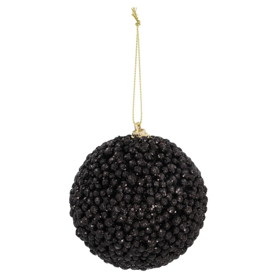 Black Beaded Christmas Bauble | Shatterproof | 8 Cm