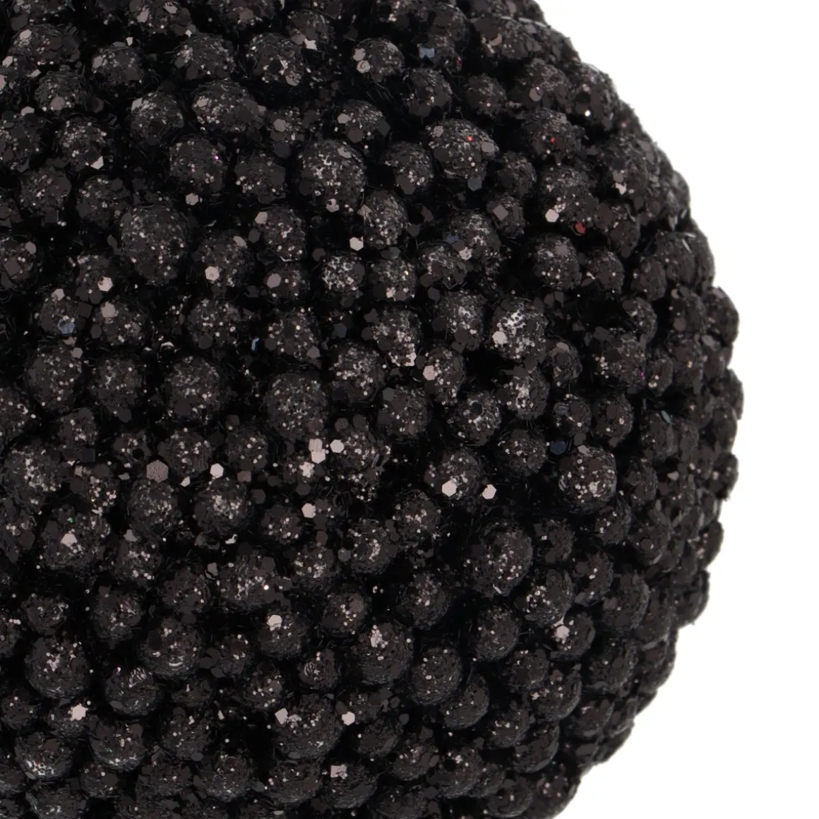 Black Beaded Christmas Bauble | Shatterproof | 8 Cm