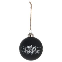 Black Christmas Bauble With 'Merry Christmas' Text
