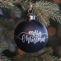 Black Christmas Bauble With 'Merry Christmas' Text