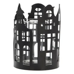 Black Tealight Holder With Canal Houses