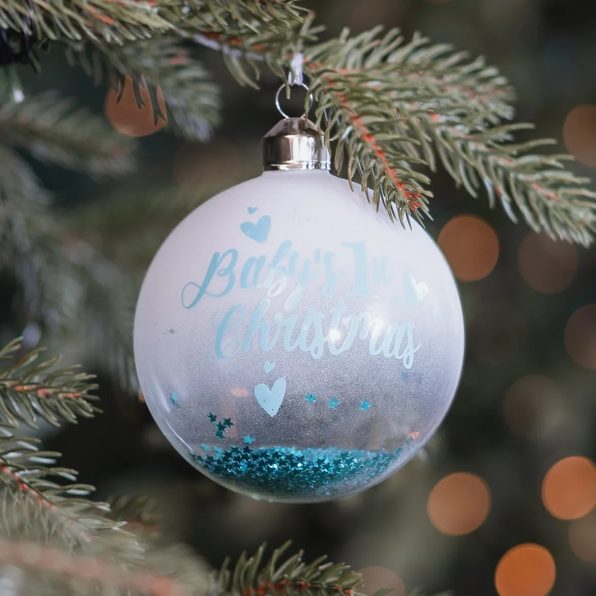 Blue Christmas Bauble 'Baby's First Christmas'