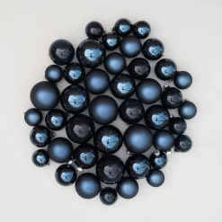 Bold Denim Blue Bauble Set 44 Pieces In A Handy Box