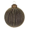 Bold Matte Black Christmas Bauble With Gold Glitters